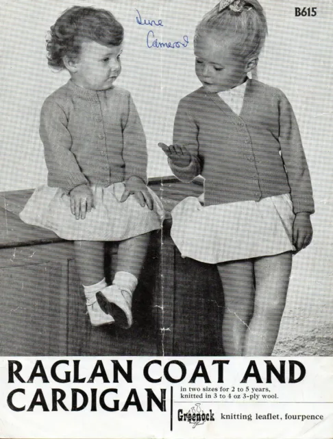~ Patrón de tejido Greenock vintage de 1940 para cárdigans para niños pequeños ~ 22"" ~ 24"" ~