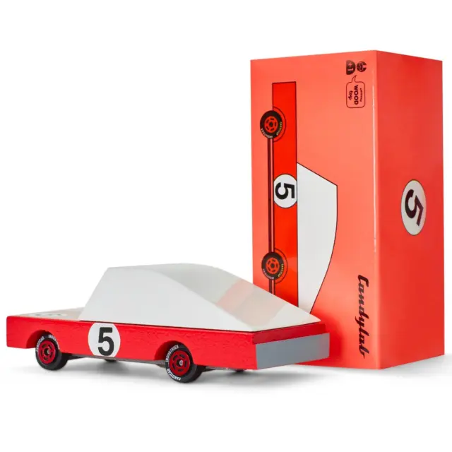 Candylab Holz Spielzeug Auto Kinder Sammlerstück Modern Vintage Rot Racer