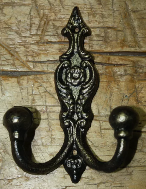 Set 3 Cast Iron Victorian Style Coat Hooks Hat Hook Rack Hall Tree Restoration