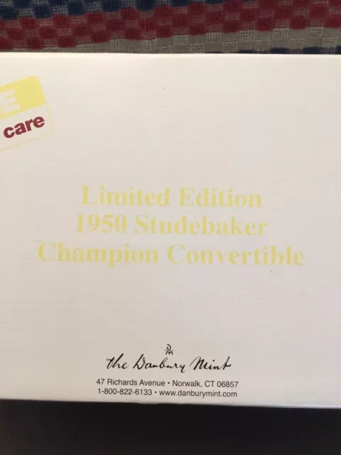 Nib Danbury Mint 1950 Studebaker Champion Convertible 1:24 Brand New W Paperwork