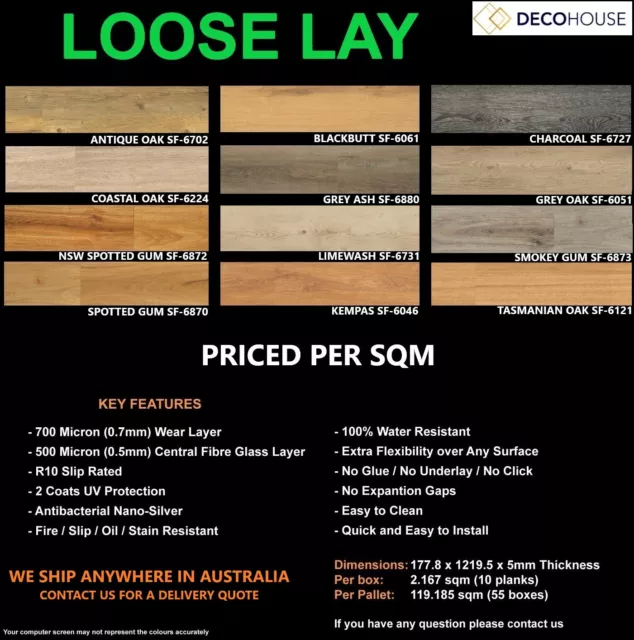 LOOSE LAY KEMPAS - Vinyl Flooring plank DIY FLOOR PLANKS - NO click glue WPC 2