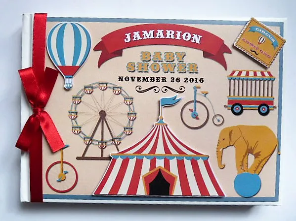 Personalised Vintage Circus birthday / baby shower guest book, album, gift