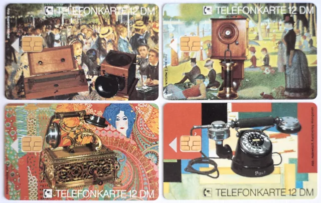 Telefonkarten Set je 12 DM - 4x Telefon - mint voll - Auflage: je 30.000