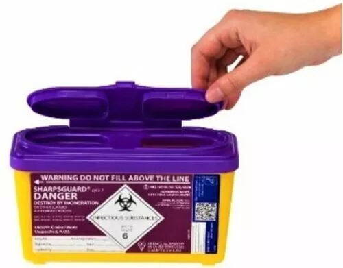 Daniels SHARPSGUARD® Purple cyto 1 litre Sharps Bin Container Needle Disposal