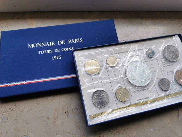 France Coffret Fleurs De Coin 1975 Fdc Monnaie De Paris 9 Piece Neuve 50 Argent