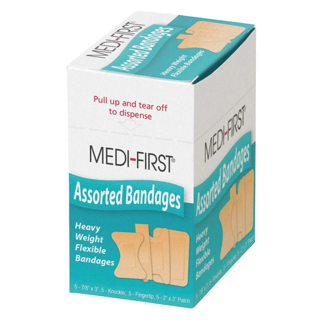 GRAINGER APPROVED 61371 Fingertip/Knuckle/Strip Bandages,PK20