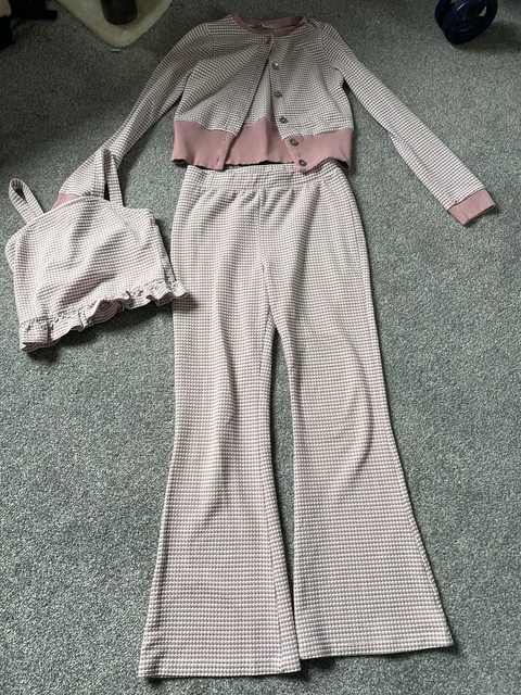 River Island Girls Pink Cardigan, Cropped Top & Pants Outfit Age 9-10 Years