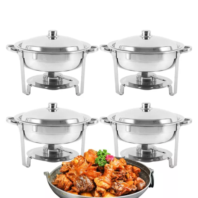 Round Stainless Steel Dining Stove 4 Pieces - Silver Buffet Stove Hotel Holding