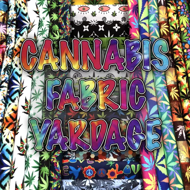 New Cannabis Printed 100% Cotton Fabric By The Yard 57" W