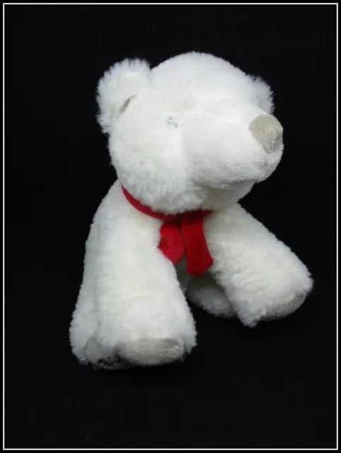 -Doudou Okaidi Ours Polaire Blanc Echarpe Rouge