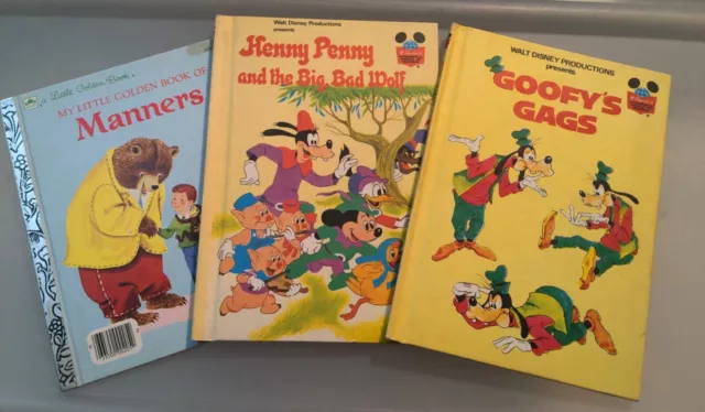 Disney's Wonderful World of Reading x2: 1974 GOOFY'S GAGS, HENNY PENNY, MANNERS
