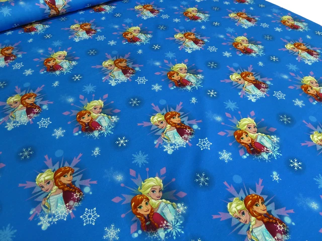 Stoff Baumwolle Jersey Disney Eiskönigin Frozen Anna Elsa blau bunt Kinderstoff 2