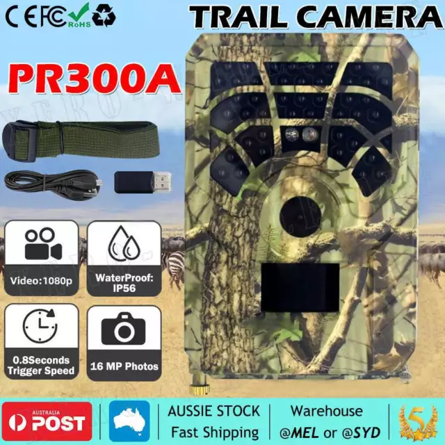 Trail Camera 16MP Farm Security Hunting Game Cam 1080P Wildlife Night Vision