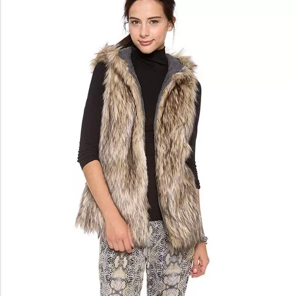 6 shore road Hopi Reversible Faux Fur Vest XS