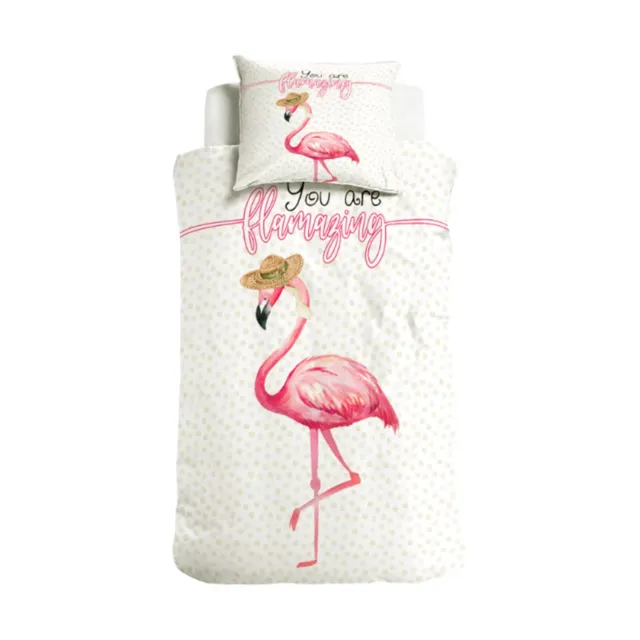 Juego de ropa de cama | Motivo Flamingo | 100% algodón