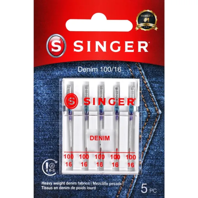 SINGER Universal Denim Machine Needles 5/Pkg - Size 100/16
