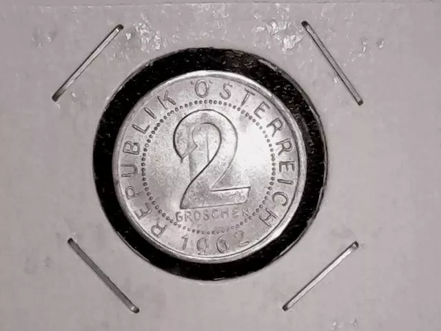 1962 Austria 2 Groschen KM2876 in AU/UNC condition