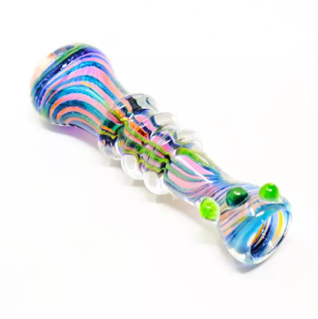 3.5" Pink Paradise Metallic Liner Glass Chillum Tobacco Smoking Pipe MB-0004