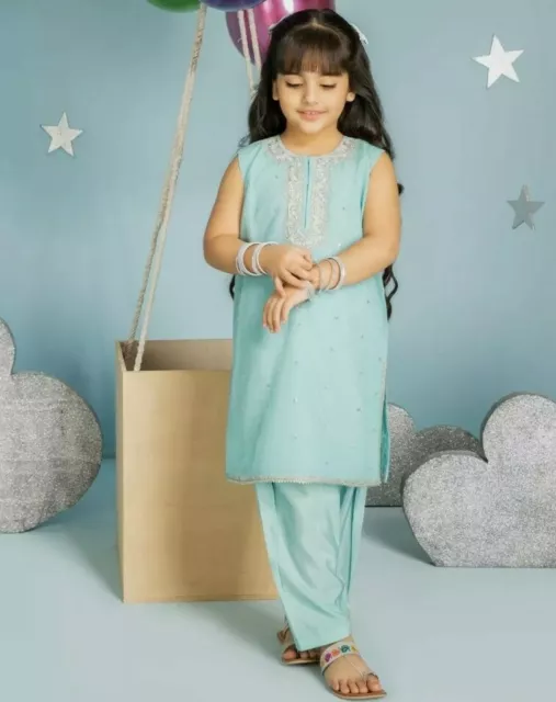 Tuta cucita Designer Pakistani Junaid Jamshed Bambini Fantasy Net 2 pz