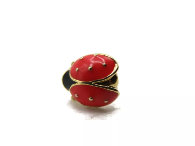Red & Black Lady Bug Pin Gold Tone