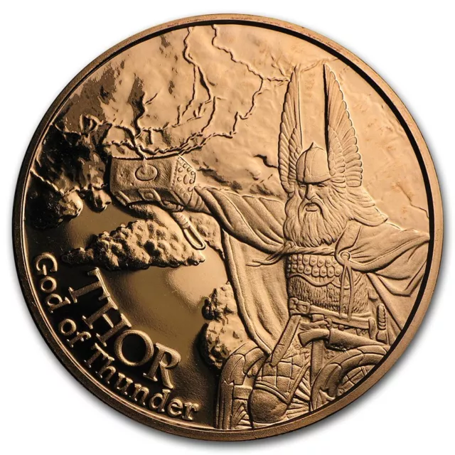 Norse God Series | 2nd of 5 Thor God of Thunder | 1 oz .999 Fine Cu Copper Round