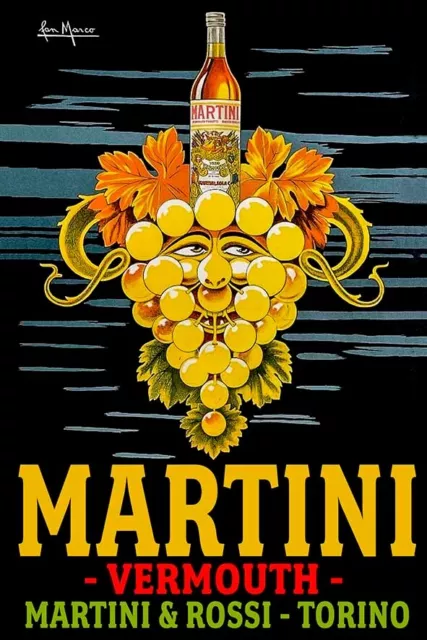 Poster Manifesto Locandina Pubblicitaria Bevande Stampa Vintage Vermouth Martini