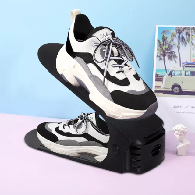 10er Verstellbarer Schuhregal Schuhstapler Schuhaufbewahrung Schuhhalter Schwarz