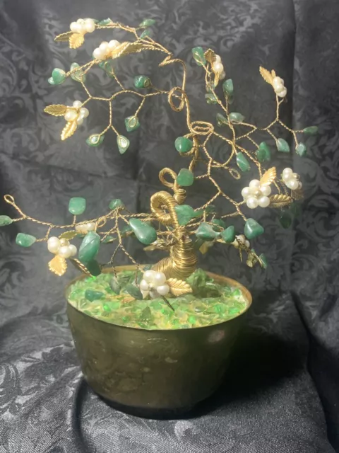 ALBERO DI FILO chakra bonsai, pietre preziose di giada fiori con