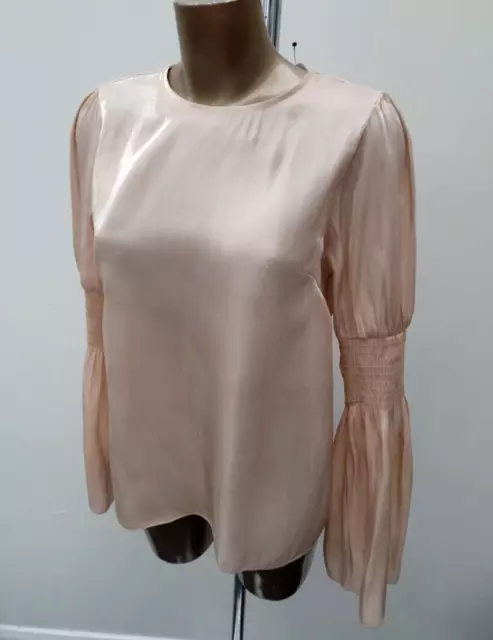 NEW Topshop Gold Satin Top Size 10 Party Blouse Bell Long Sleeve