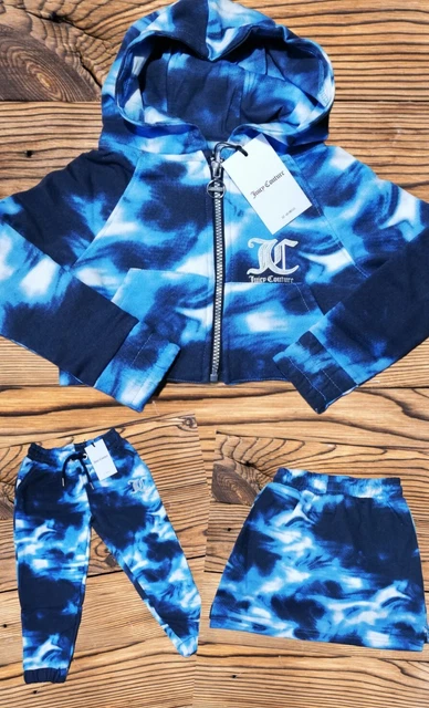 Gonna con cappuccio Juicy Couture Tie Dye fondo blu età 3-13 anni taglio corto