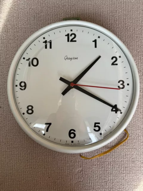 Vintage mid century electric 'Grayson' wall clock, white
