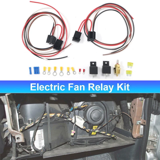 NEW DUAL ELECTRIC Fan Relay Kit W/ Thermostatic Sensor Switch 185 On