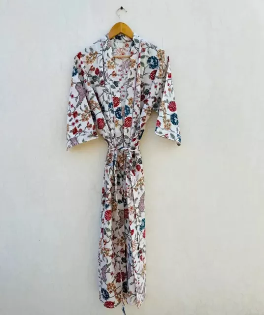 Abito kimono con stampa floreale indiana Abito organico stampato in cotone...