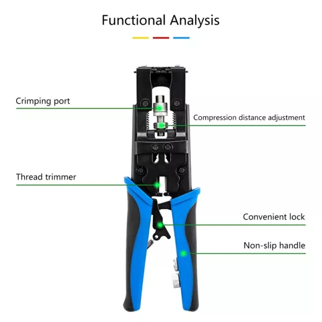 Coax Compression Crimper Tool for BNC RCA RG58 RG59 RG6 High Hardness for 2