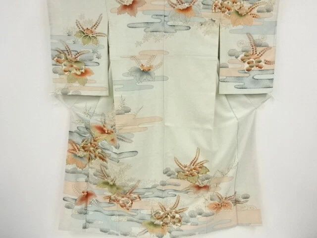 41563# Japanese Kimono / Antique Kimono / Embroidery / Paulownia & Egasumi P