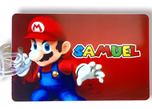 Personalised Super Mario  Luggage Tags Travel Suitcase Holiday Bag Label