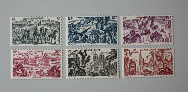 France colonie Guadeloupe Poste aérienne PA 7 à 12 Neuf luxe ** Tchad au Rhin