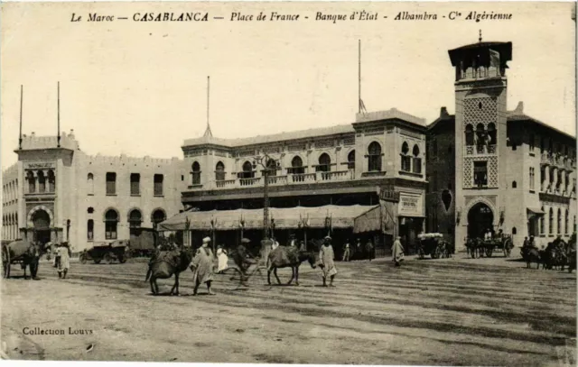 CPA AK Casablanca - Place de France - Banque d'Etat - Alhambra MAROC (963261)