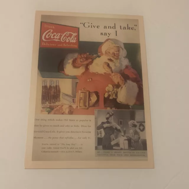 Vintage Reproduction Coca-Cola Santa Ad 5.5” X 3.75” Postcard Print Advertising