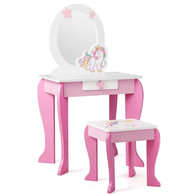 Tavolo da trucco bambini con sgabello tavolo da parrucchiere cassetto & specchio tavolo trucco