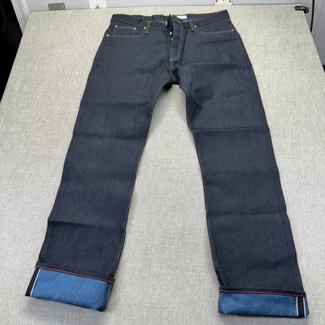 GUSTIN SELVEDGE JEANS Mens 40x35 Straight Button Fly Raw #341 Indigo X ...