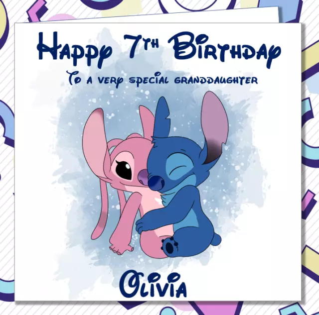 Personalised Birthday Card Lilo and Stitch Girls Granddaughter Niece Aunty /HE