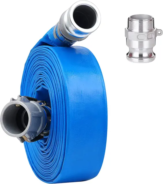1-1/2" x 50' PVC Lay Flat Discharge Hose With Aluminum Camlock C & E Fittings, F