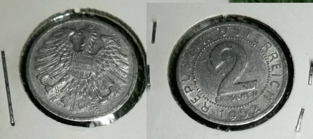 RFM 76446 World Coins Austria 1952 2 Groschen VF Condition