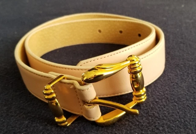 Women's Ginnie Johansen Pink Leather Belt - Small  NWOT  Width 1" - Gold Buckle