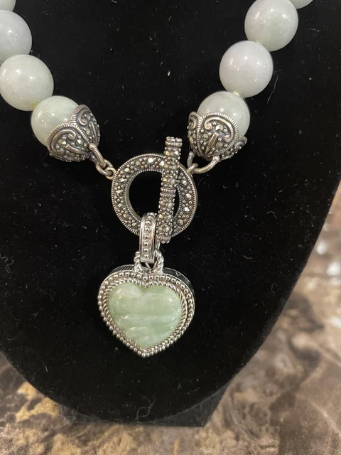 Judith Ripka 925 SS Craved Green Jade Heart Pendant/Enhancer (Necklace Separate) Judith Ripka 925 SS Craved Green Jade Heart Pendant/Enhancer (Necklace Separate)
