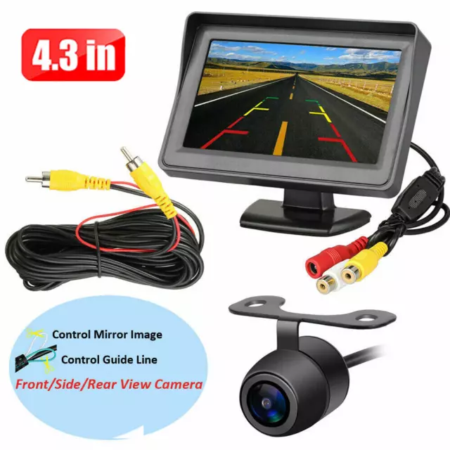 Monitor de automóvil de 4,3"" + mini cámara de visión nocturna retroversa kit de estacionamiento con visión trasera de respaldo