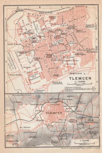 Tlemcen تلمسان  Original  Map  1929 ALGERIA