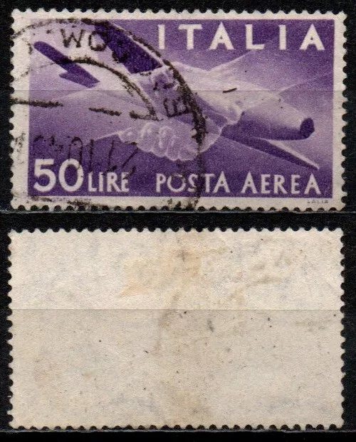 1947 Italia Repubblica Posta Aerea 50 lire filigrana ruota 1 CS