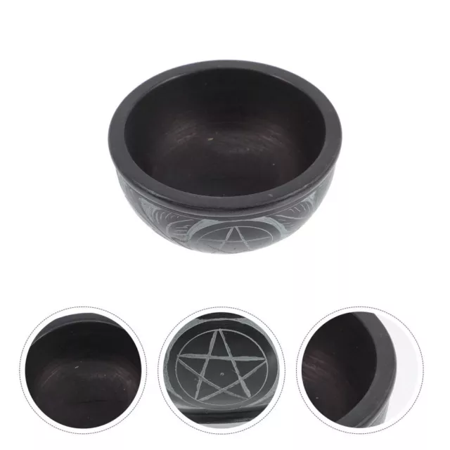 Chinoiserie Pentagram Altar Bowl Natural Stone Smudge Pot Vintage Decor-EX